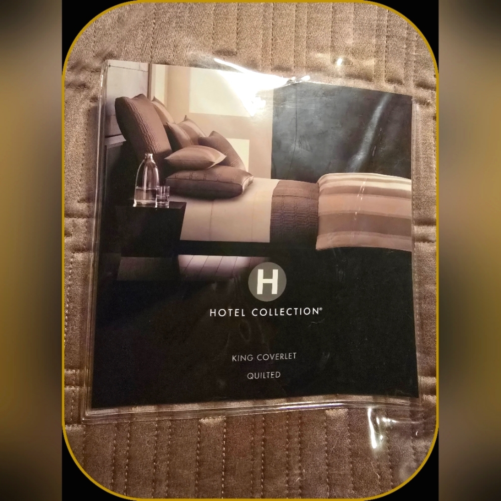 Hotel Collection-King Quilted Wide Stripe Coverlet-New